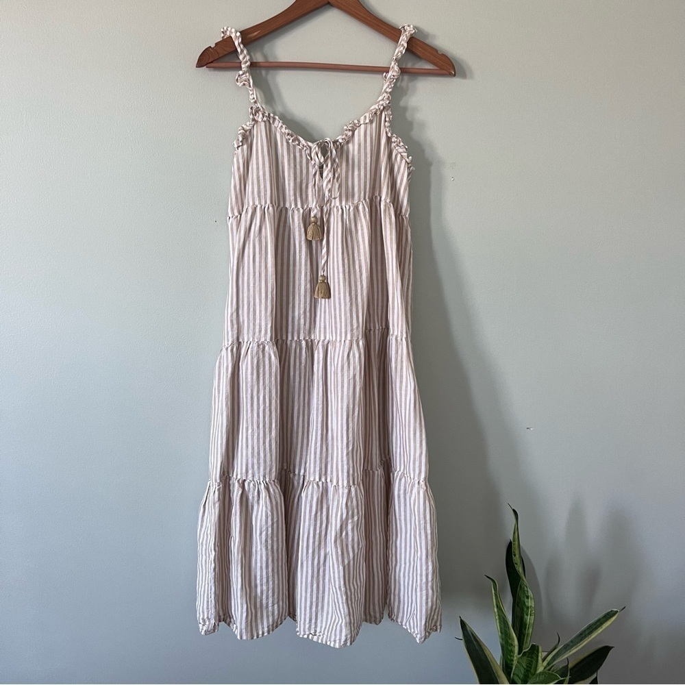 J. Crew Beachwear Linen/Cotton Striped Dress • S